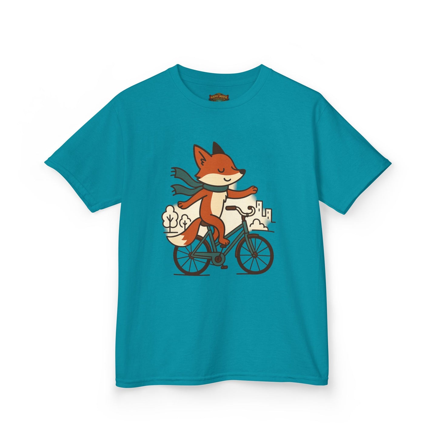 Kids Fox Bike T‑Shirt — Cute Riding Fox Illustration Tee