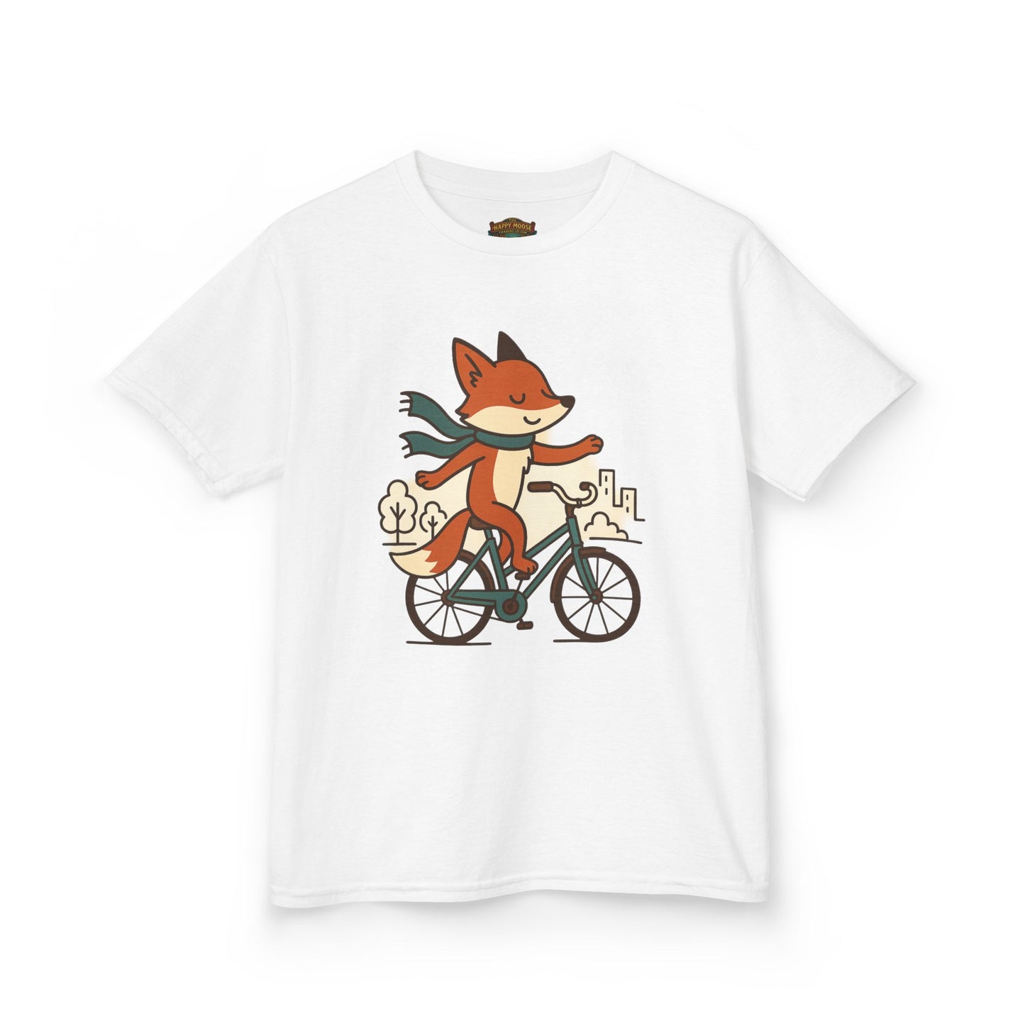 Kids Fox Bike T‑Shirt — Cute Riding Fox Illustration Tee