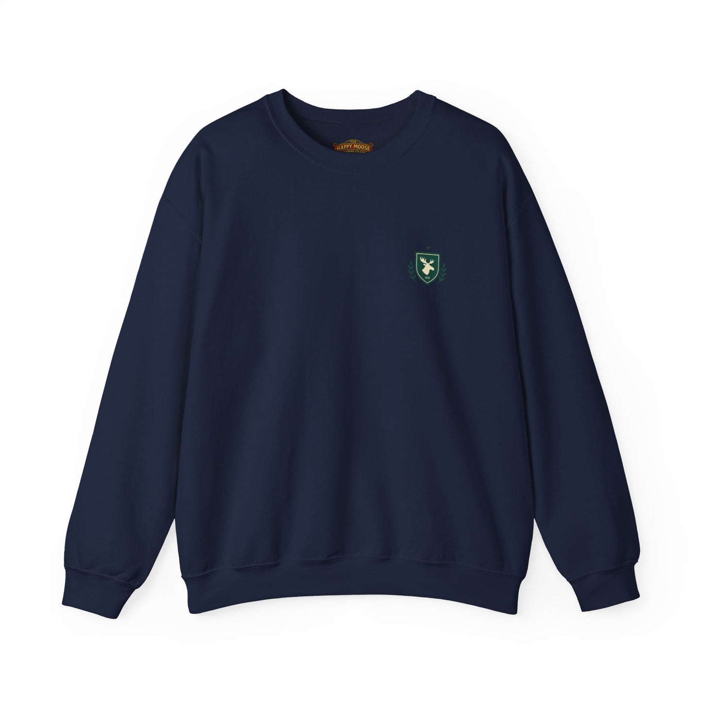 Embroidered Crest Crewneck Sweatshirt — Minimal Vintage Shield Logo