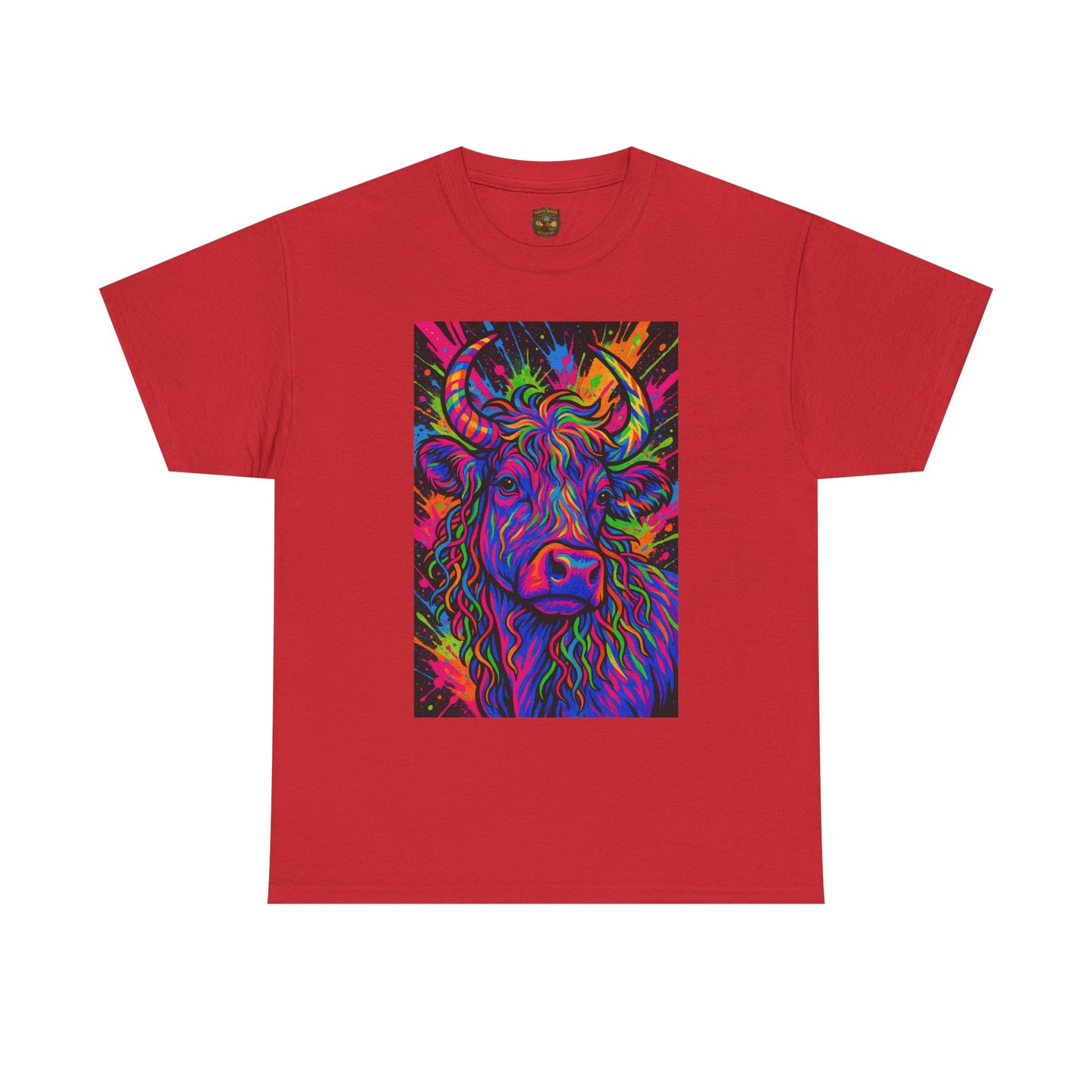 Psycadelic Highland Cow T-Shirt | Retro Rainbow Cow Art 1