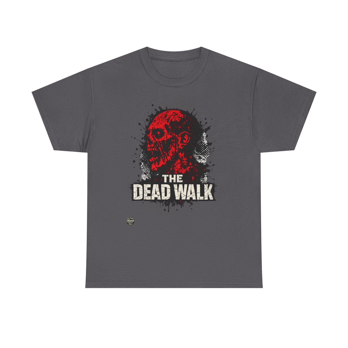 The Dead Walk Horror T-Shirt — Red Zombie Skull Graphic Tee