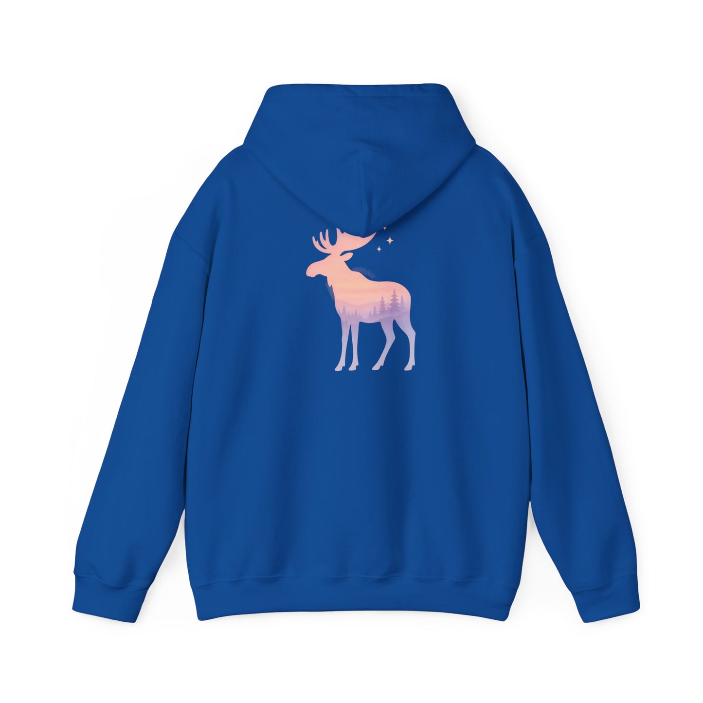 Moose Sunset Hoodie — Pastel Gradient Elk Graphic Pullover