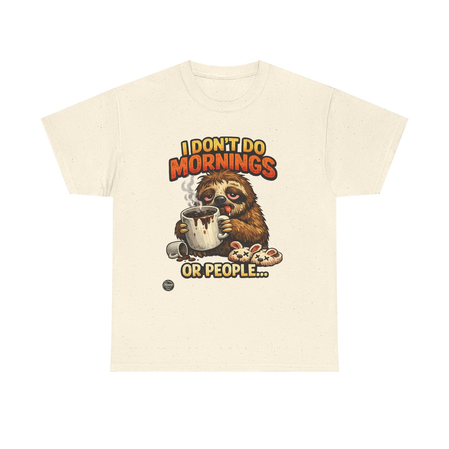 Sloth 'I Don't Do Mornings or People' Graphic Tee - Funny Coffee Shirt for Lazy Morning Lovers