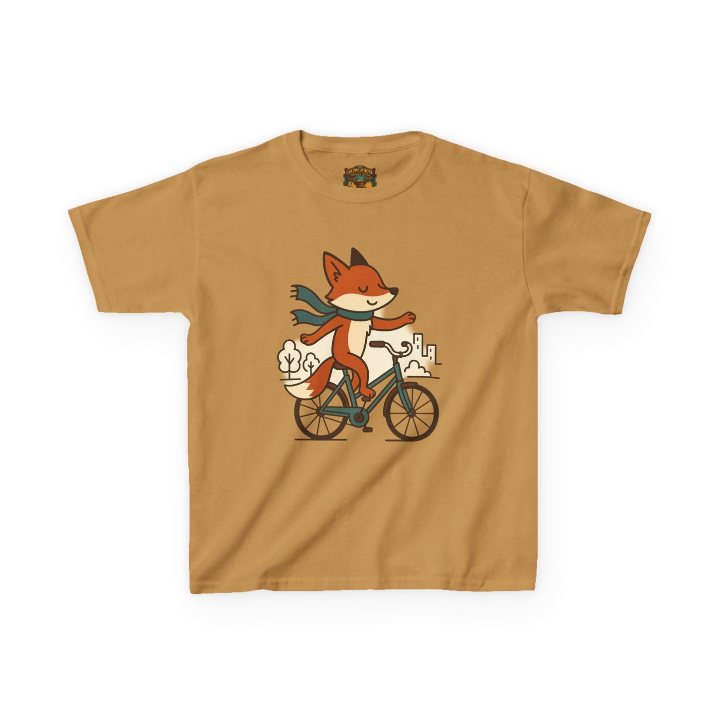 Kids Fox Bike T‑Shirt — Cute Riding Fox Illustration Tee