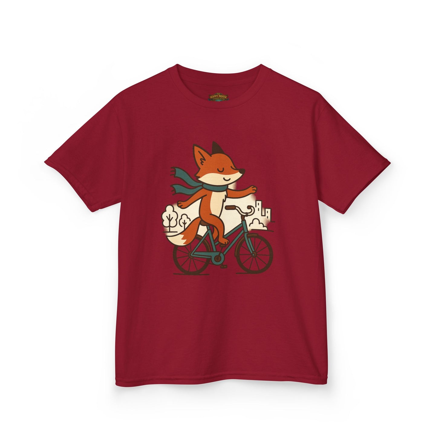 Kids Fox Bike T‑Shirt — Cute Riding Fox Illustration Tee