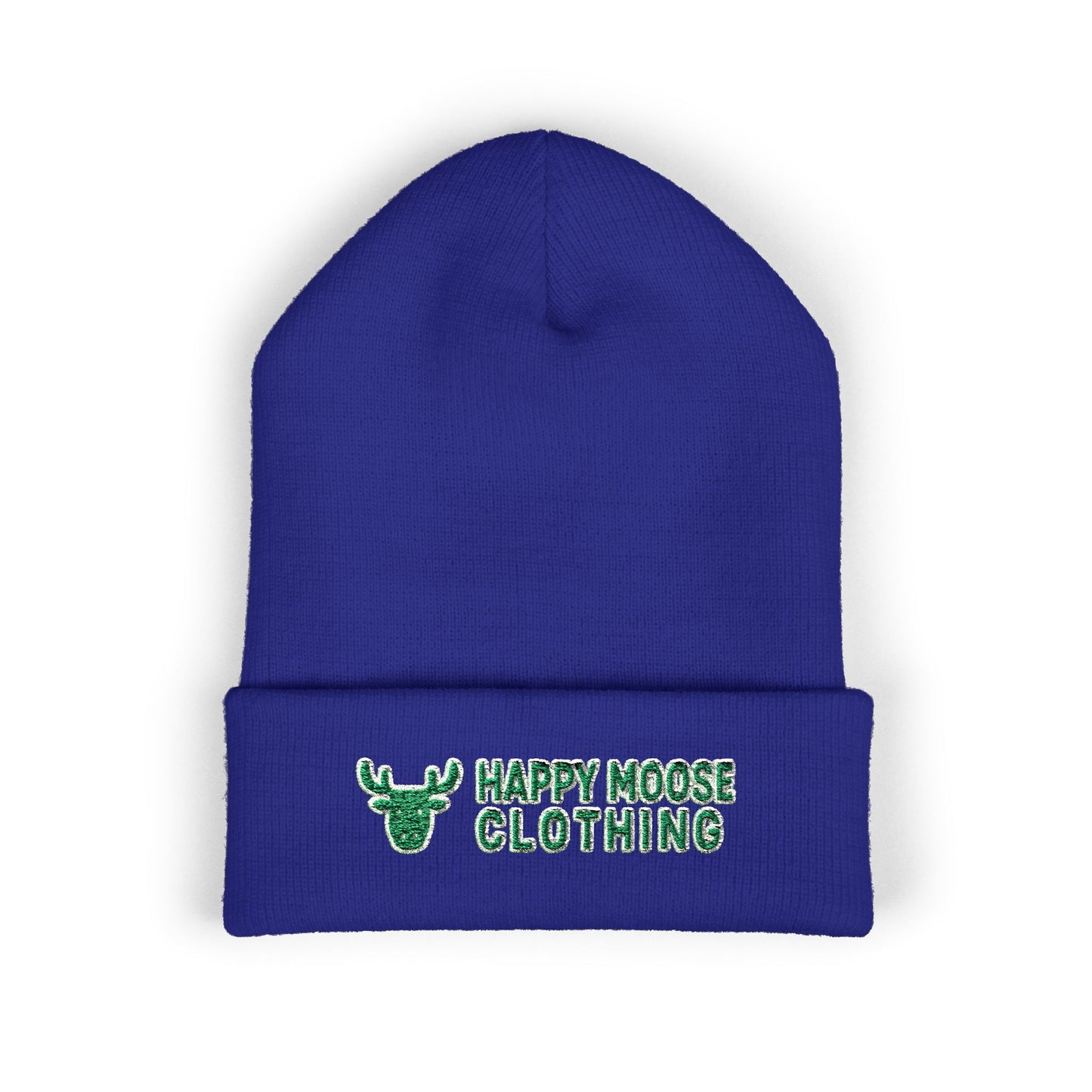 Happy Moose Embroidered Cuffed Beanie