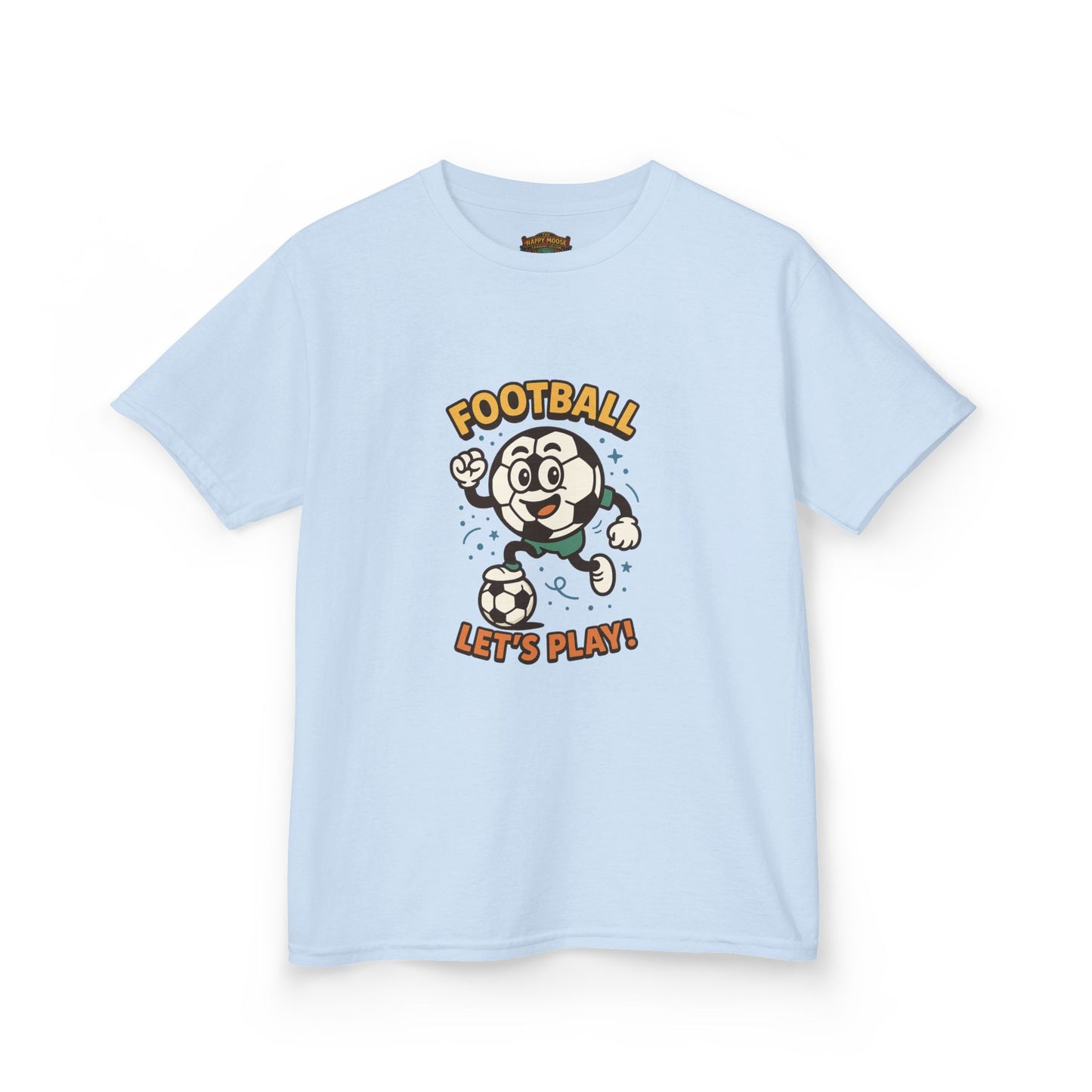 Kids Football Tee — "Football Let's Play" Retro Cartoon Soccer Shirt
