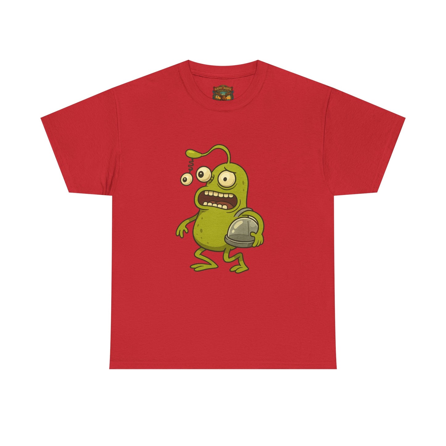 Green Alien Cartoon Tee | Funny Space Monster Illustration B