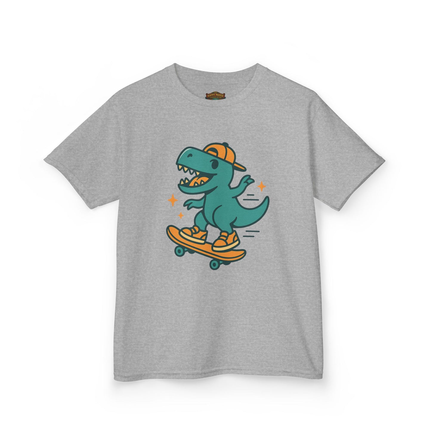 Kids Skateboarding Dino Tee — Cute Skateboard T‑Rex Graphic Shirt