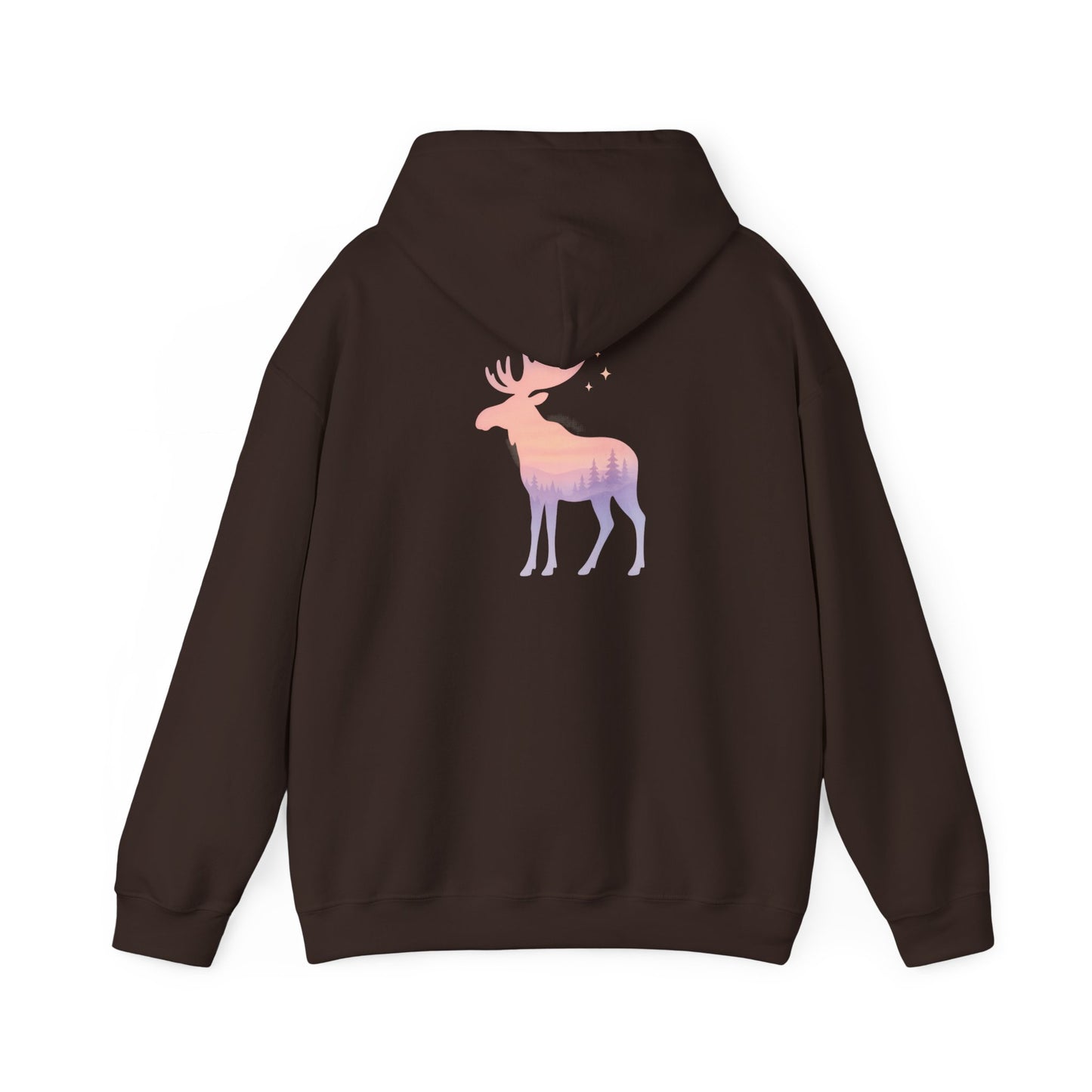Moose Sunset Hoodie — Pastel Gradient Elk Graphic Pullover