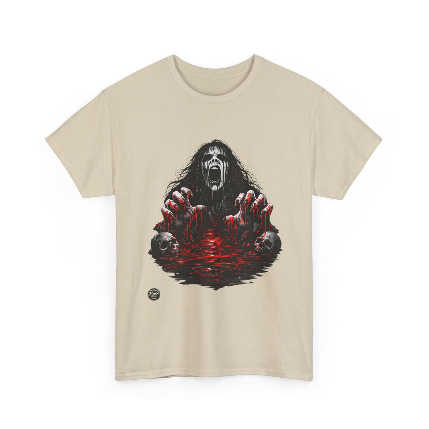 T-Shirt — Horror Scream Design with Red Blood Pool (Gothic Horror Tee)  EZ002