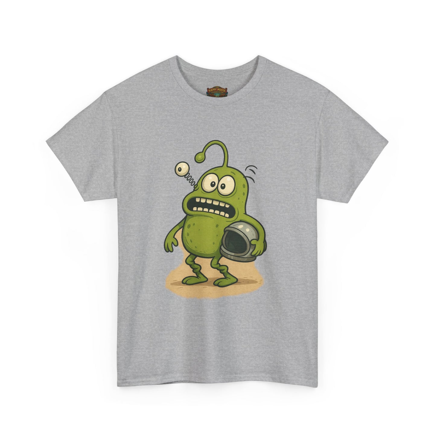 Green Alien Cartoon Tee | Funny Space Monster Illustration