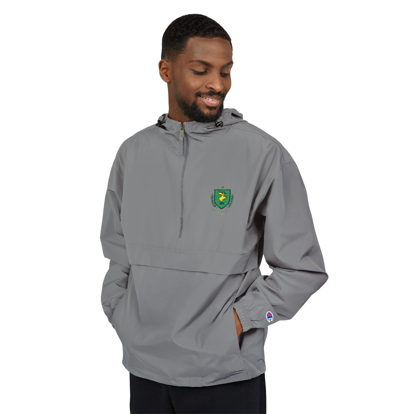 Yellow Packable Anorak Jacket — Small Green Crest Chest Logo