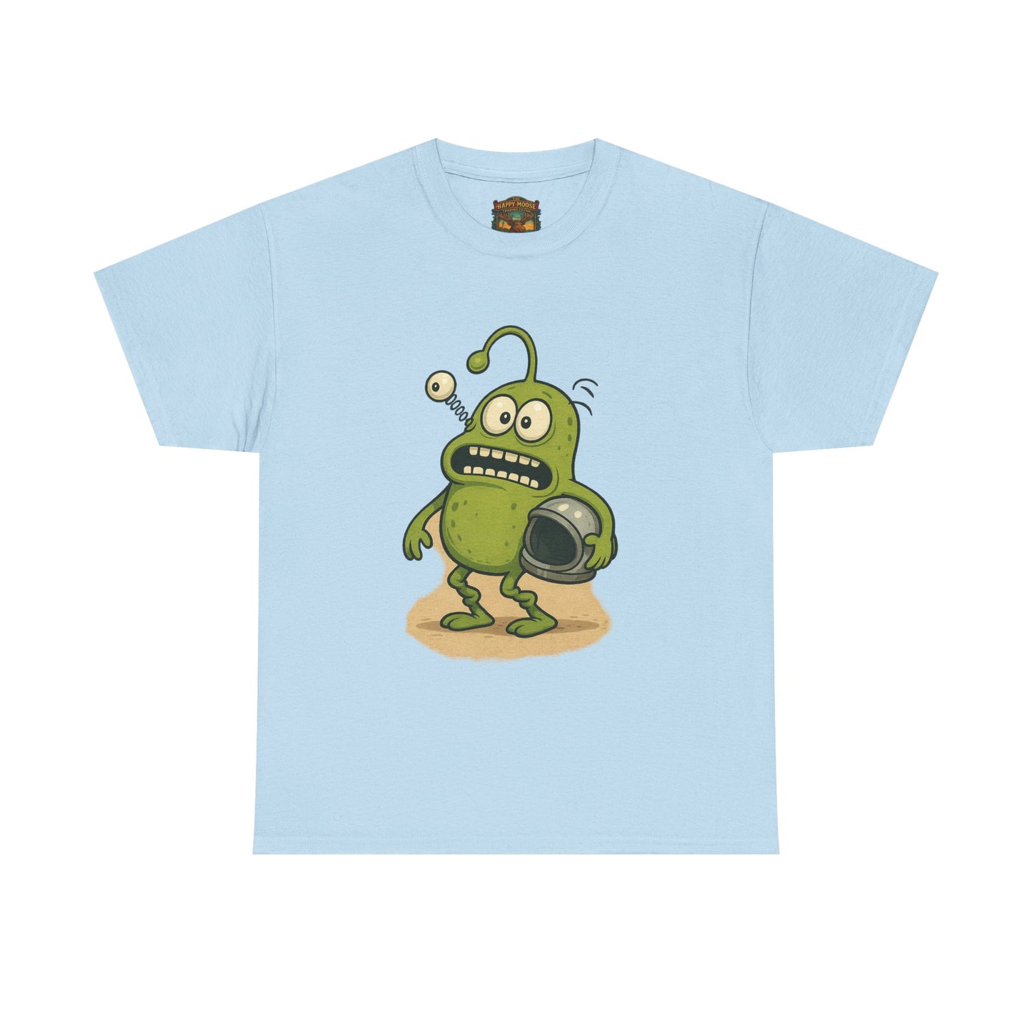Green Alien Cartoon Tee | Funny Space Monster Illustration