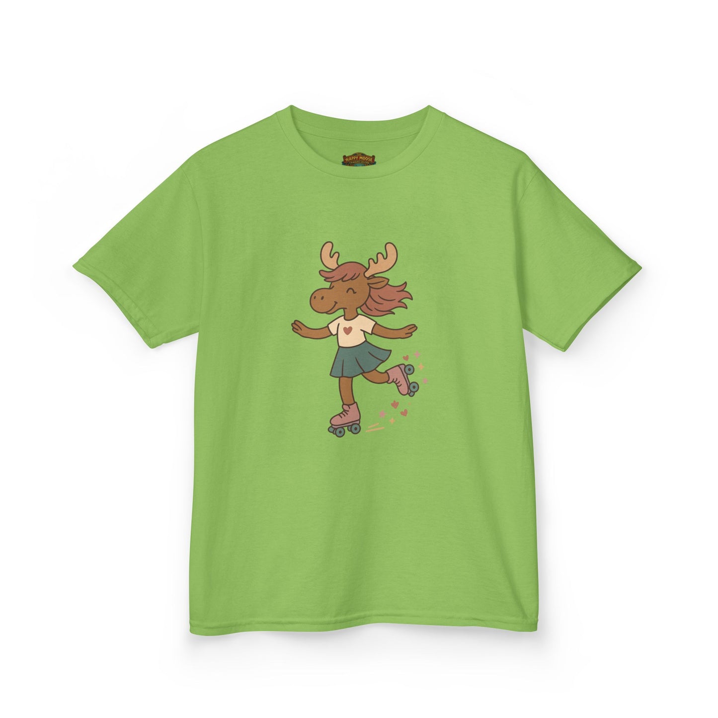 Kids Tee — Cute Roller-Skating Moose Girl Graphic