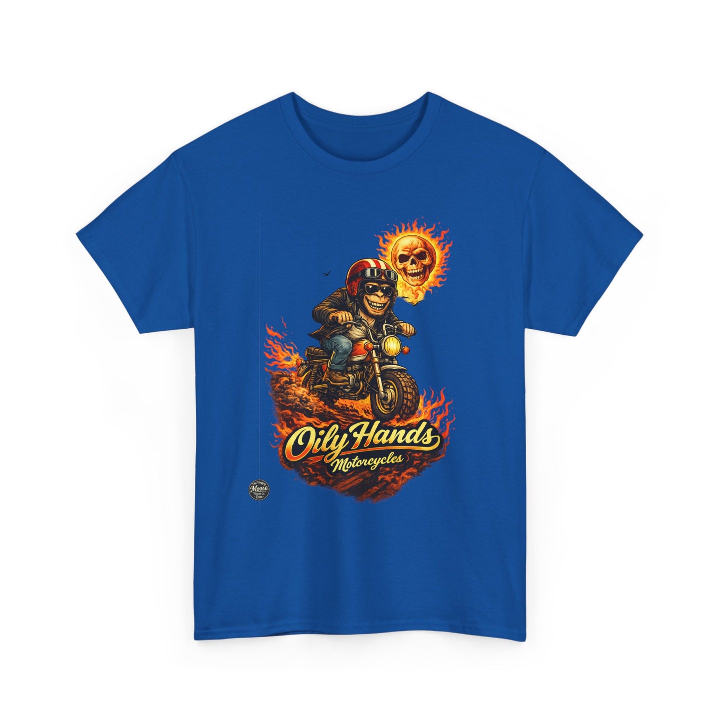 Oily Hands Biker Skull Motorcycle Tee — “Oily Hands” Vintage Ride T-Shirt #002 E
