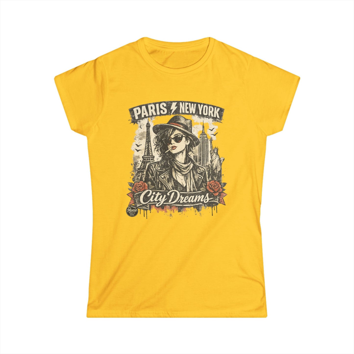 City Dreams Tee — Paris & New York Vintage Traveller Women's T‑Shirt #E