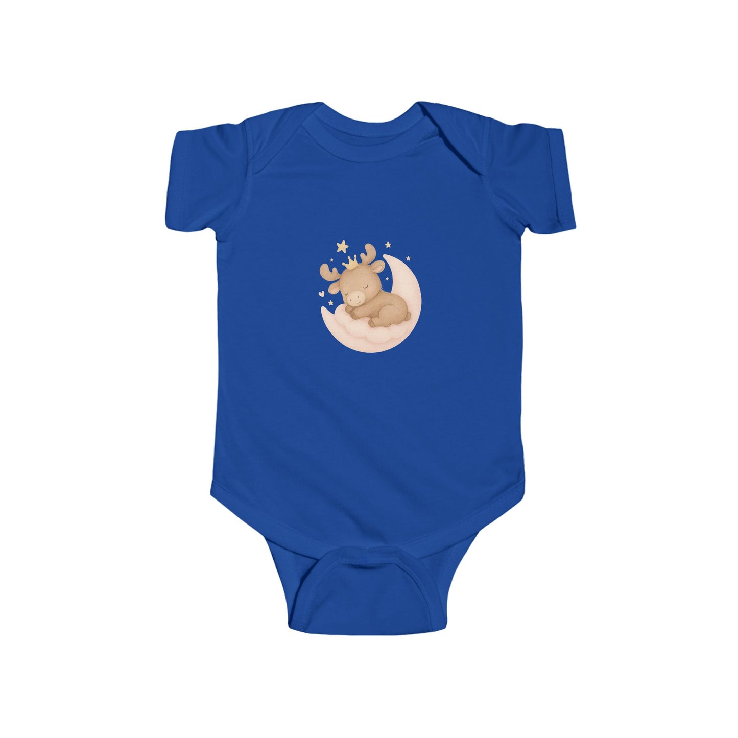 Cute Sleeping Moose Baby Bodysuit — Infant Onesie with Woodland Nursery Design