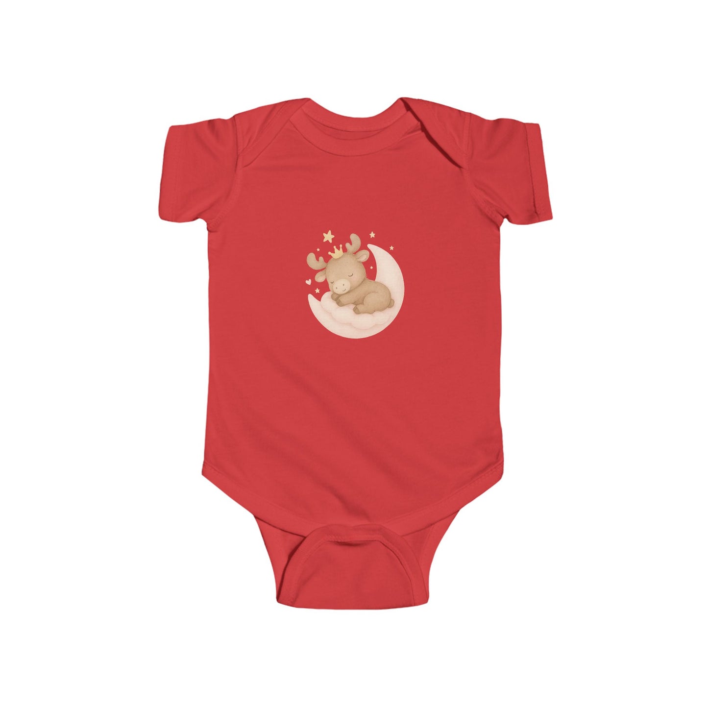 Cute Sleeping Moose Baby Bodysuit — Infant Onesie with Woodland Nursery Design