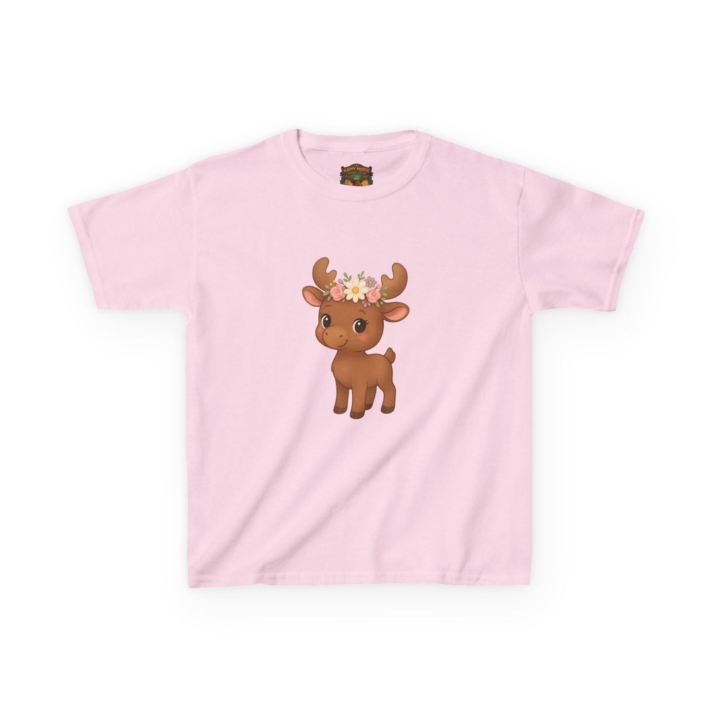 Kids Tee — Cute Floral Crown Baby Moose Graphic