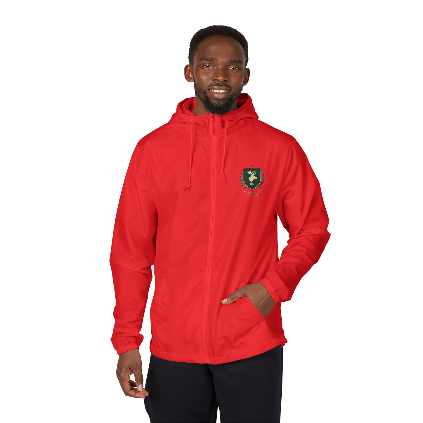Windbreaker Jacket — Green Crest Emblem Hooded Windbreaker