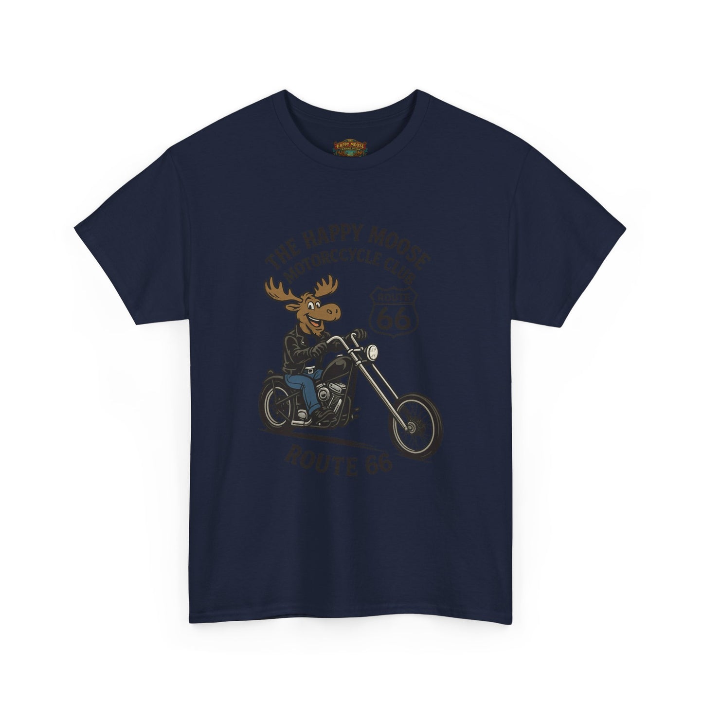 Happy Moose Motorcycle Club Route 66 T-Shirt | Moose Biker Tee