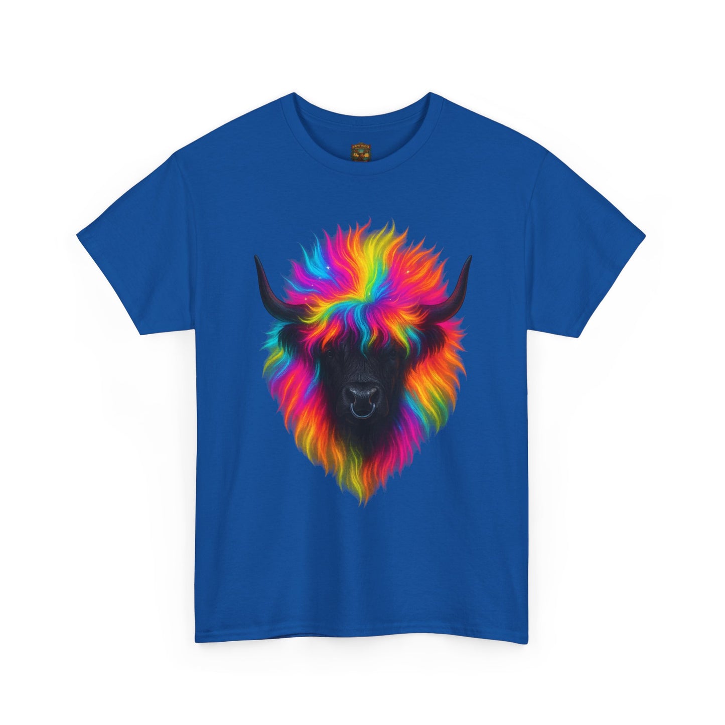 Rainbow Highland Cow T-Shirt — Colourful Neon Graphic Tee