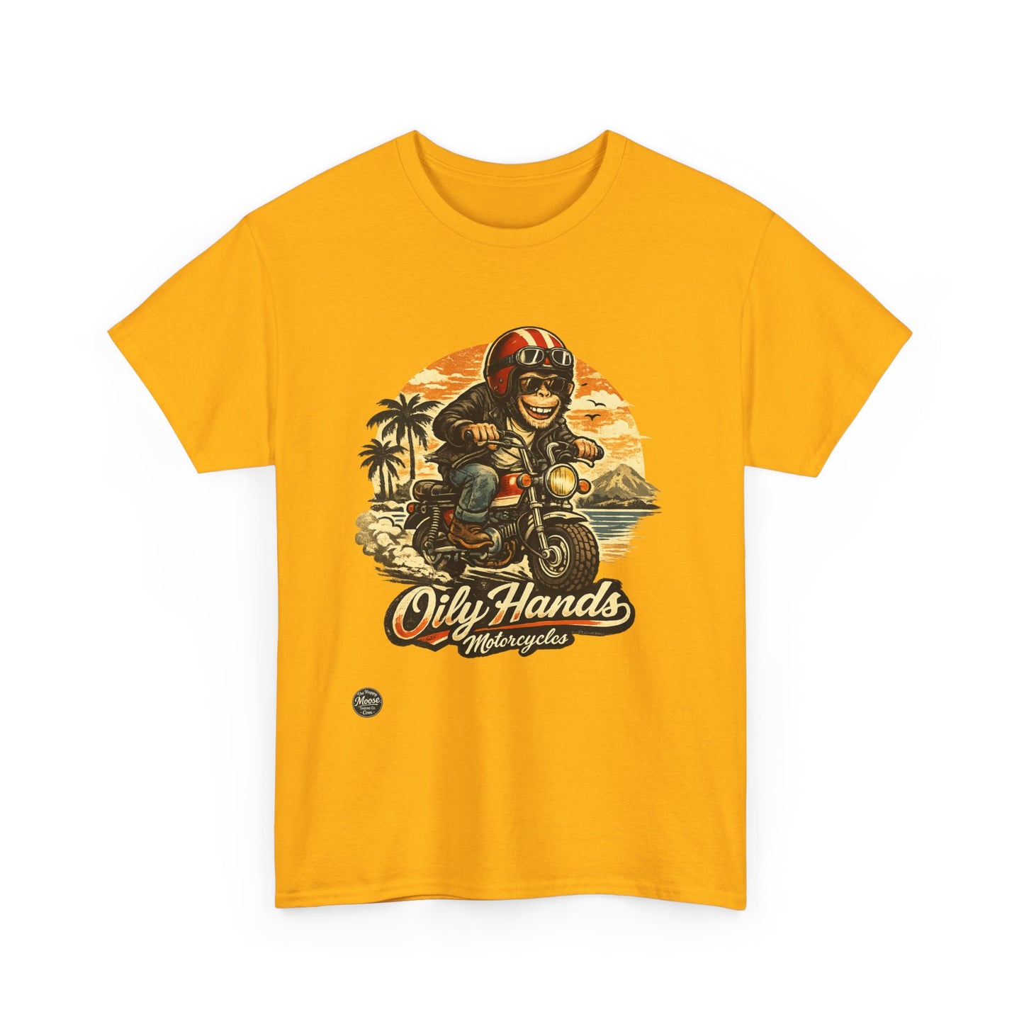 Oily Hands Motorcycle Rider Vintage Monkey Bike Sunset T-Shirt #008 E