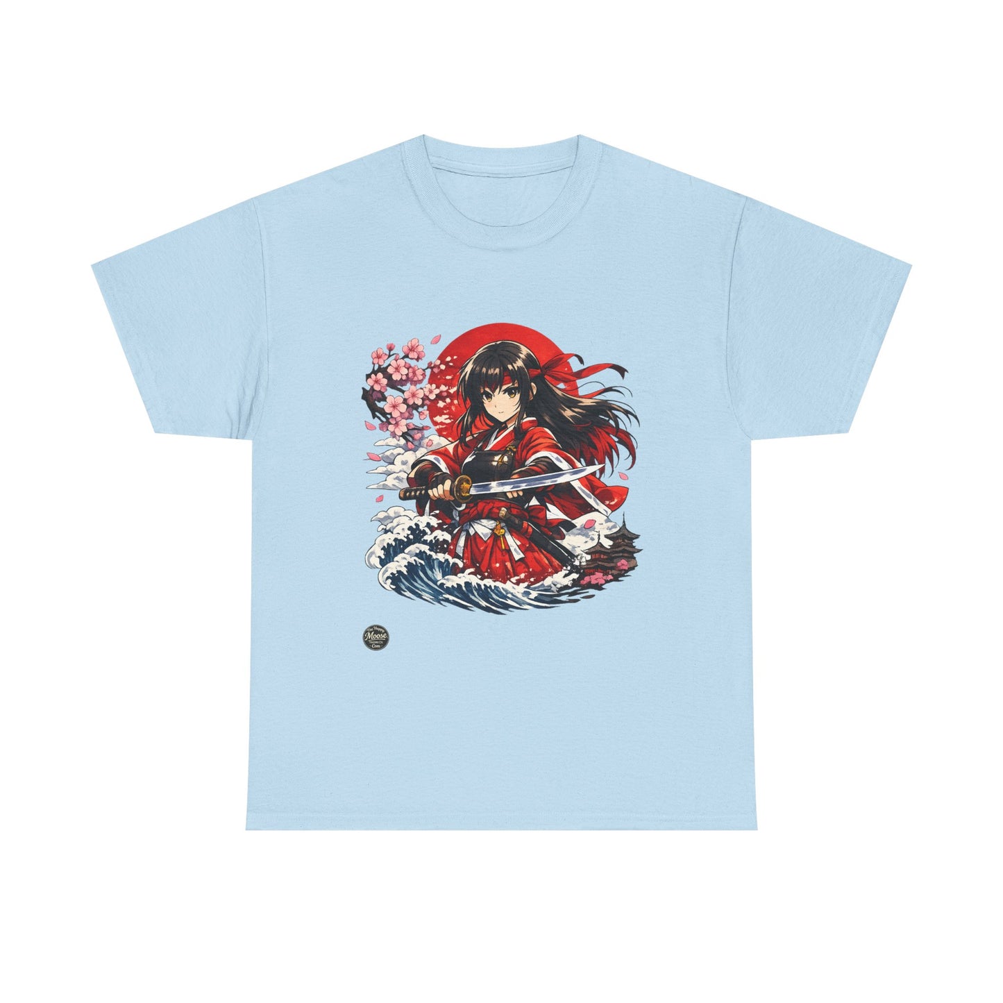 Anime Samurai Tee — Red Kimono Warrior Graphic T-Shirt #E006