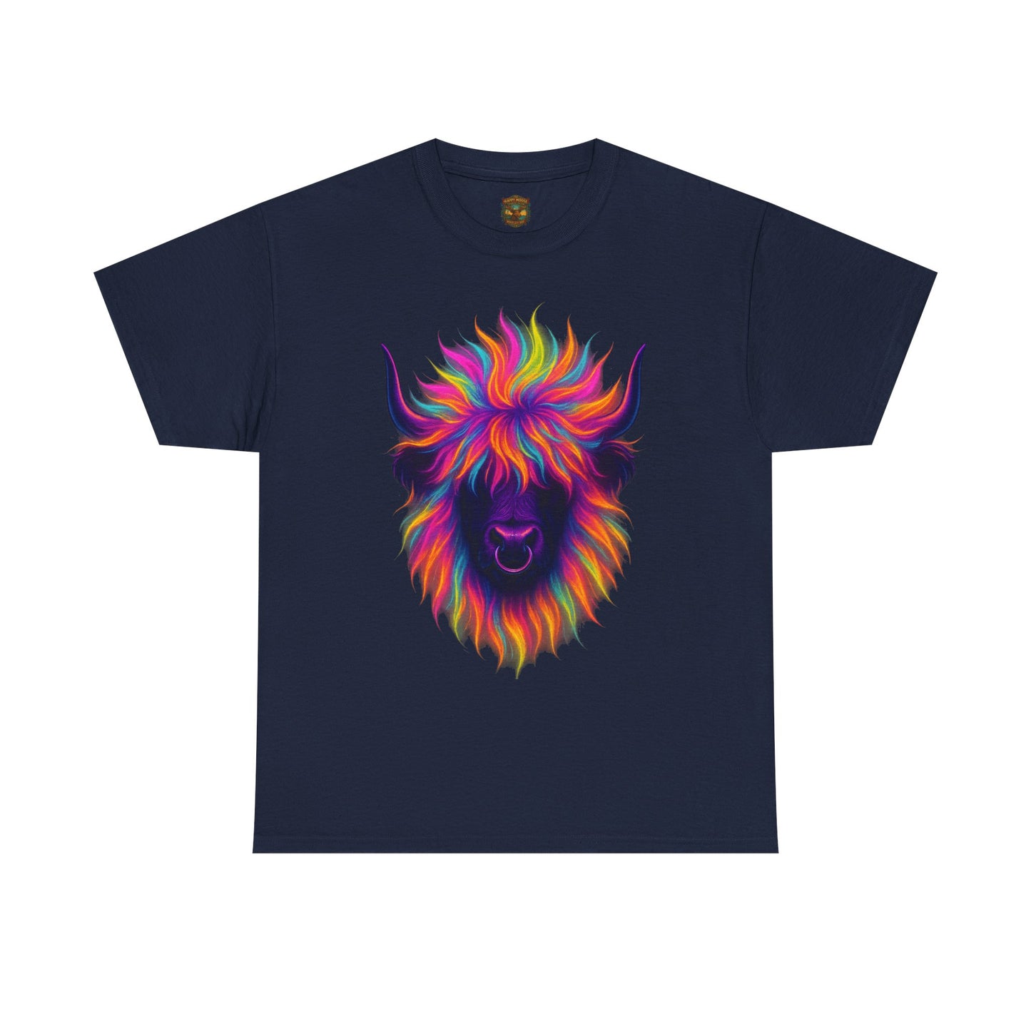 Colorful Highland Cow T-Shirt — Vibrant Rainbow Yak Graphic Tee
