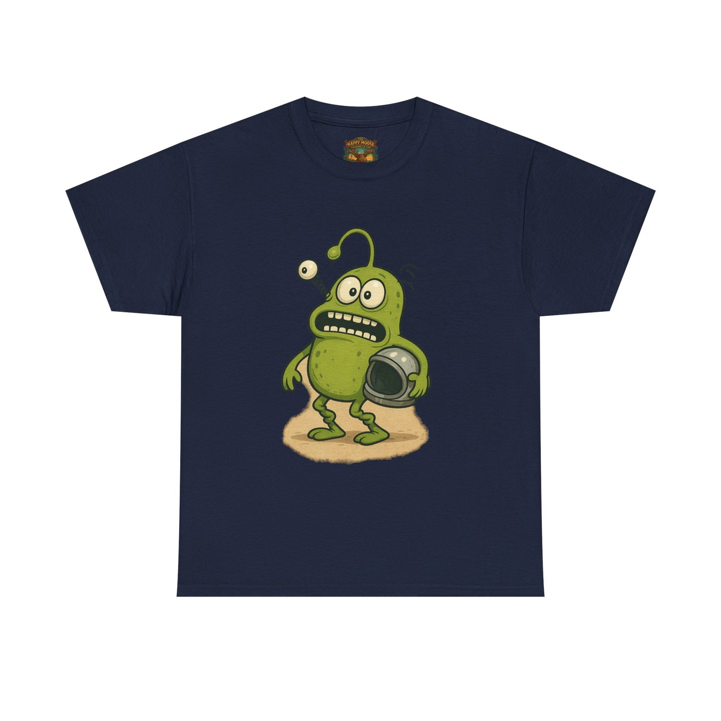 Green Alien Cartoon Tee | Funny Space Monster Illustration