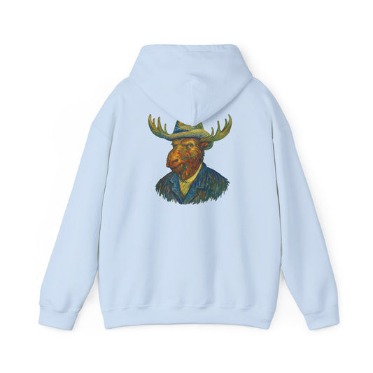 Van Gogh Moose Portrait Hoodie — Artistic Antlered Van Gogh Pullover