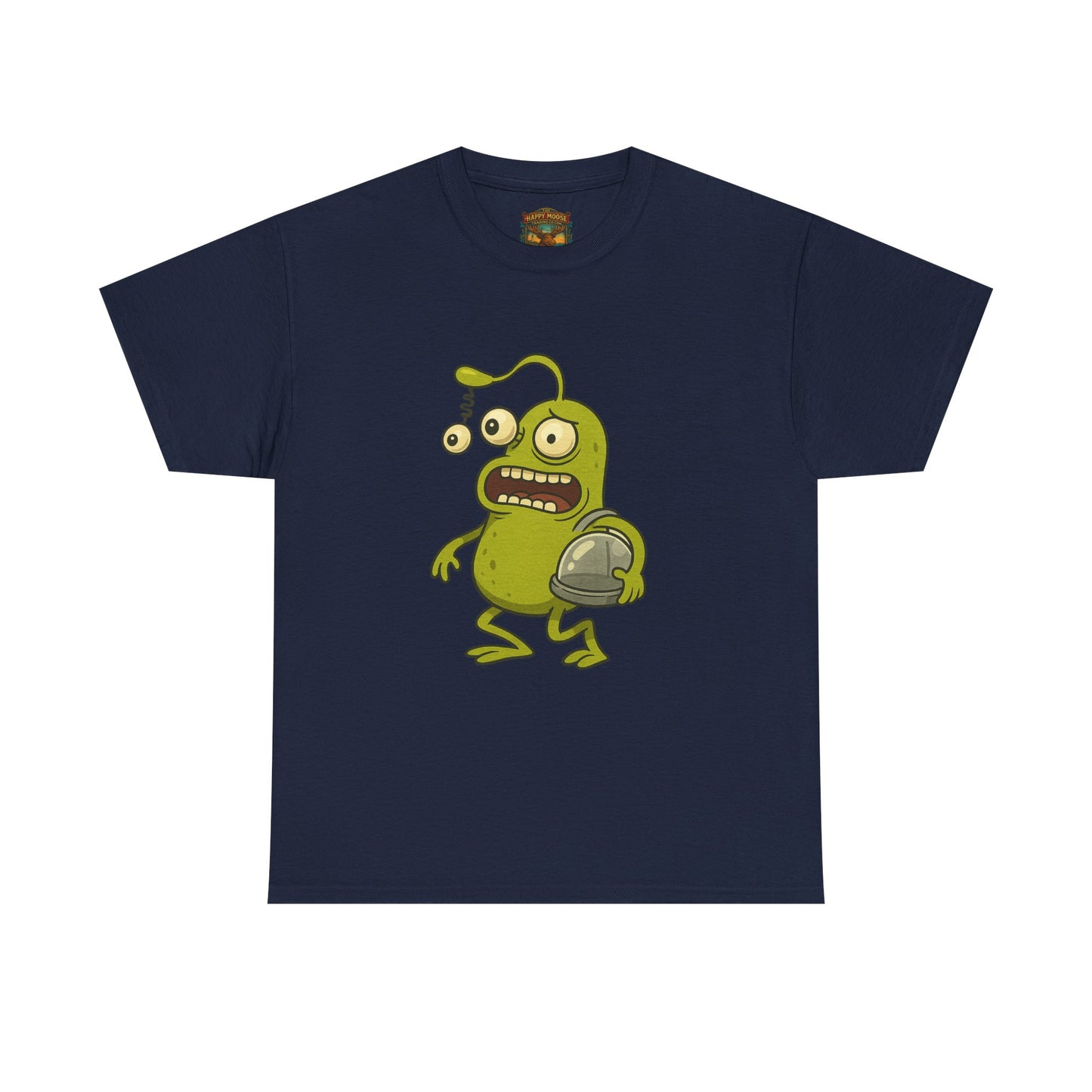 Green Alien Cartoon Tee | Funny Space Monster Illustration B