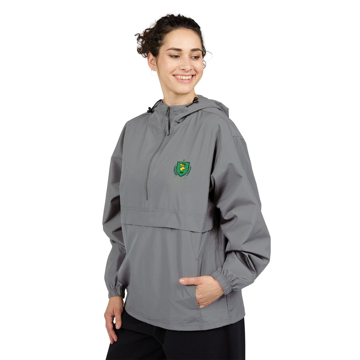 Yellow Packable Anorak Jacket — Small Green Crest Chest Logo