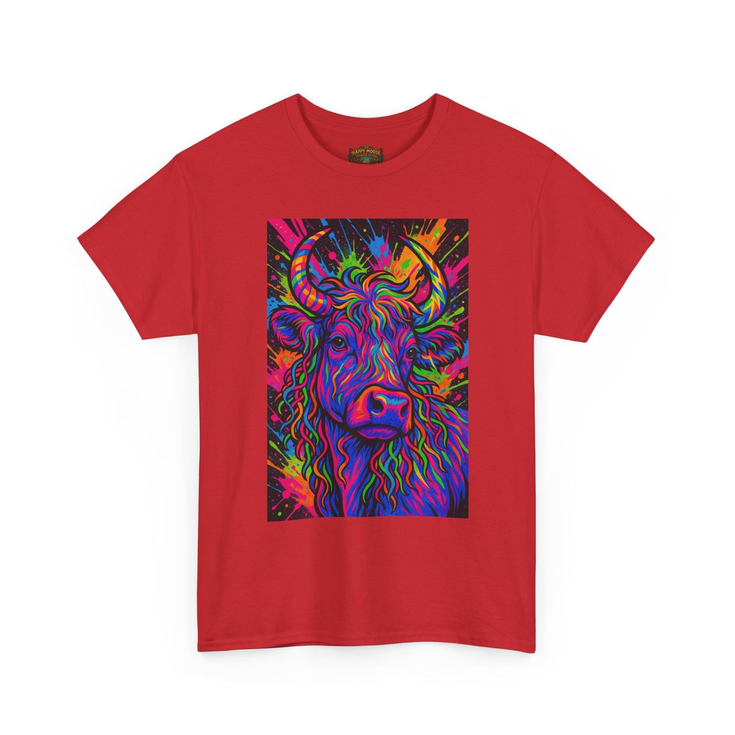 Psycadelic Highland Cow T-Shirt | Retro Rainbow Cow Art 1