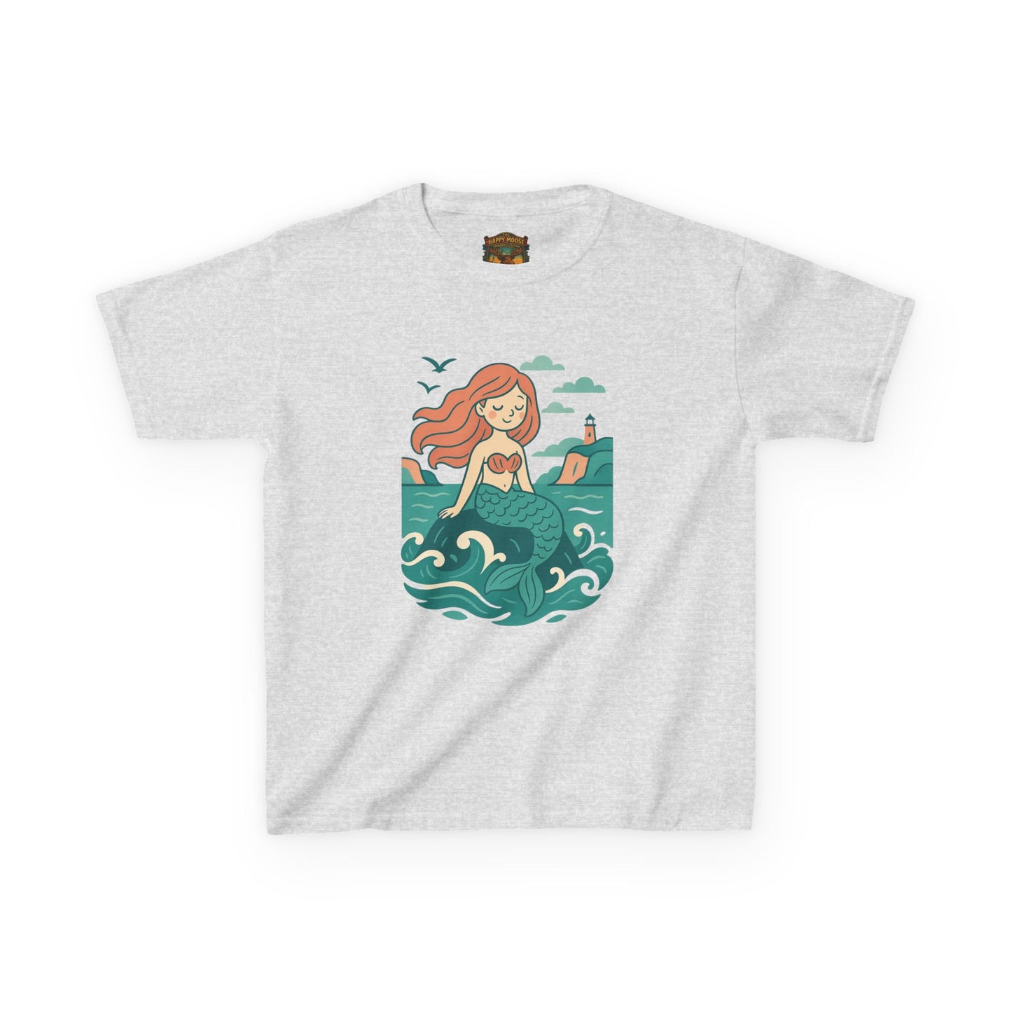 Kids Mermaid Graphic Tee — Cute Redhead Mermaid Ocean Illustration