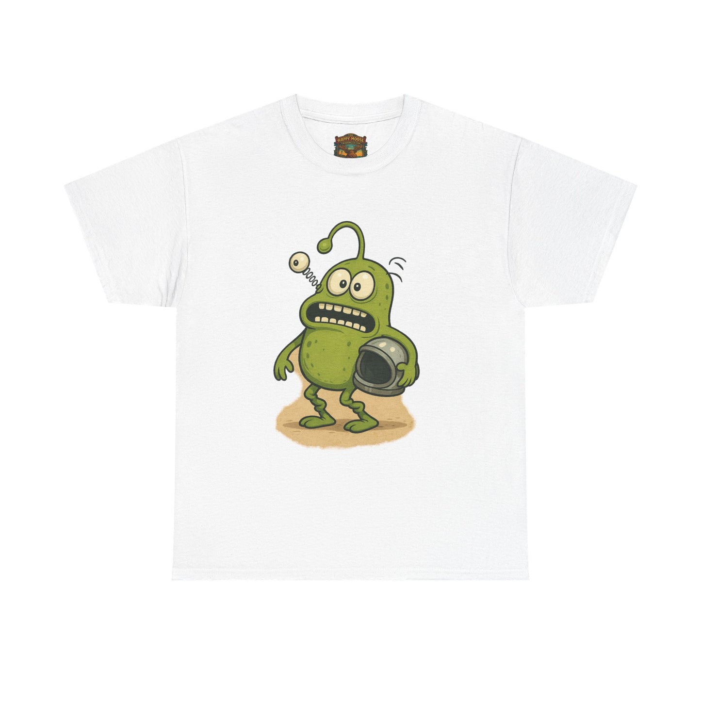 Green Alien Cartoon Tee | Funny Space Monster Illustration