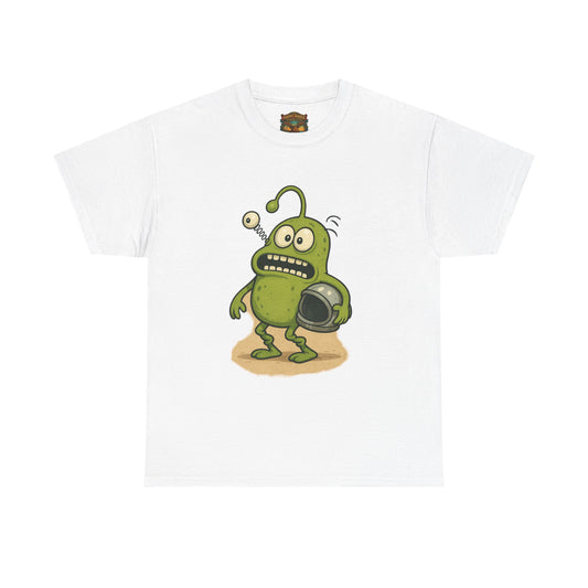 Green Alien Cartoon Tee | Funny Space Monster Illustration