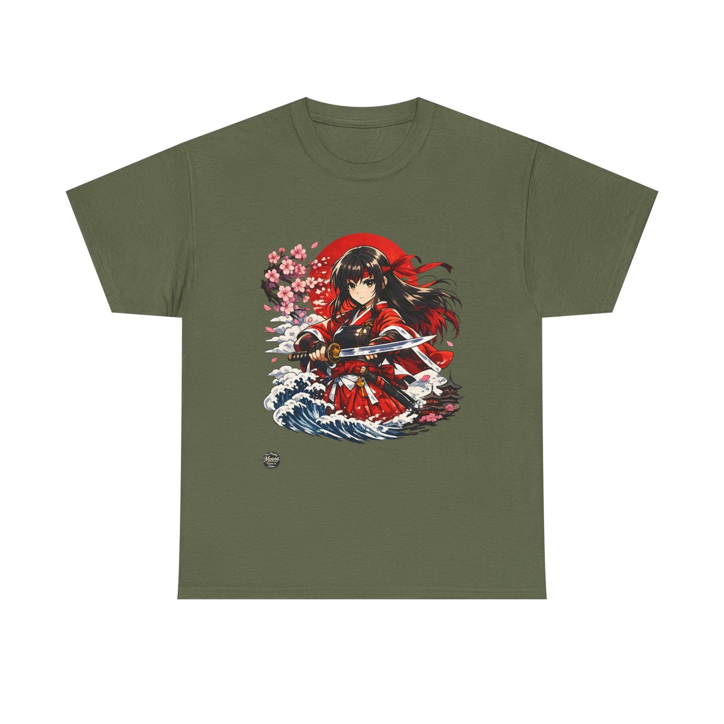 Anime Samurai Tee — Red Kimono Warrior Graphic T-Shirt #E006