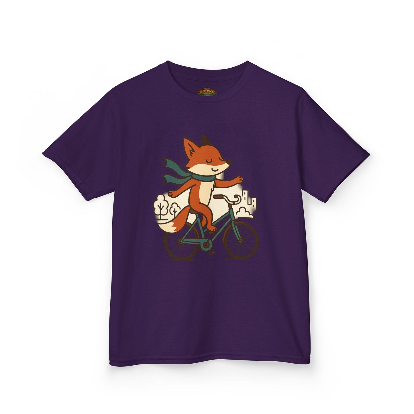Kids Fox Bike T‑Shirt — Cute Riding Fox Illustration Tee