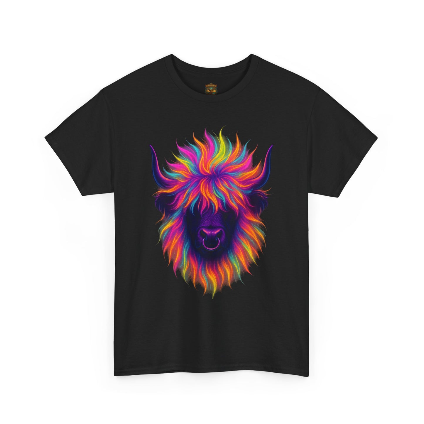 Colorful Highland Cow T-Shirt — Vibrant Rainbow Yak Graphic Tee