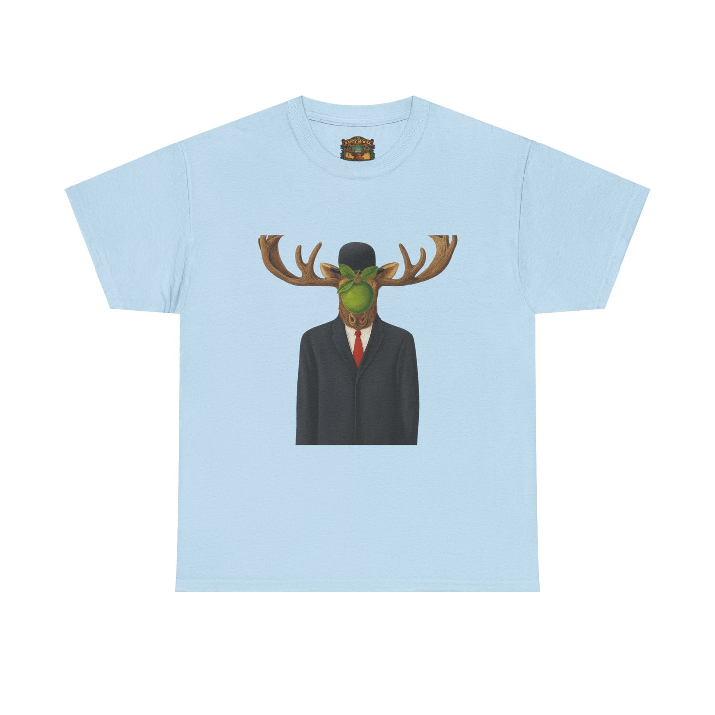 Surreal Moose Head Suit T‑Shirt — 'Man with Antlers' Artistic Graphic Tee