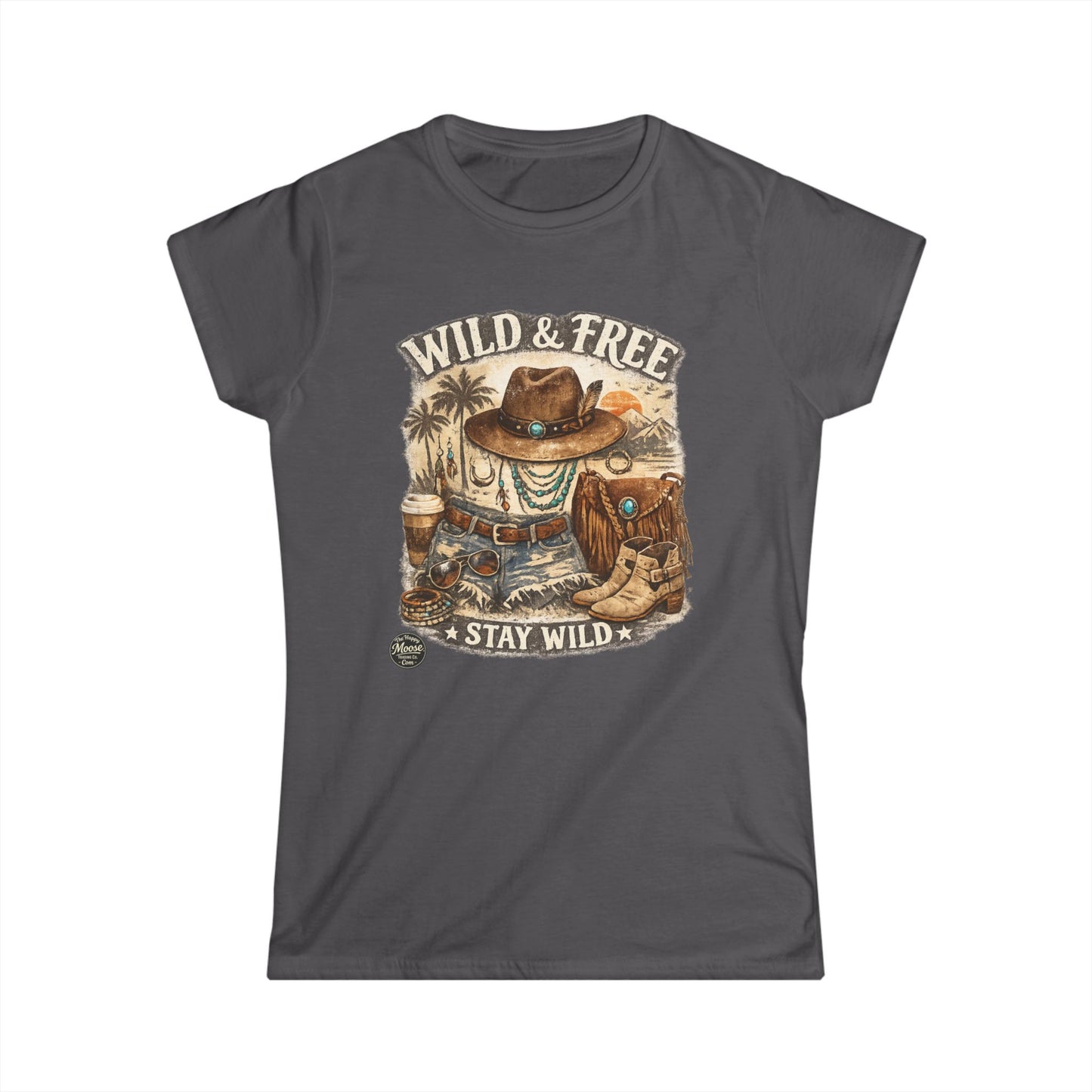 Wild & Free Western Graphic Tee — "Stay Wild" Cowboy Boho Women's Shirt