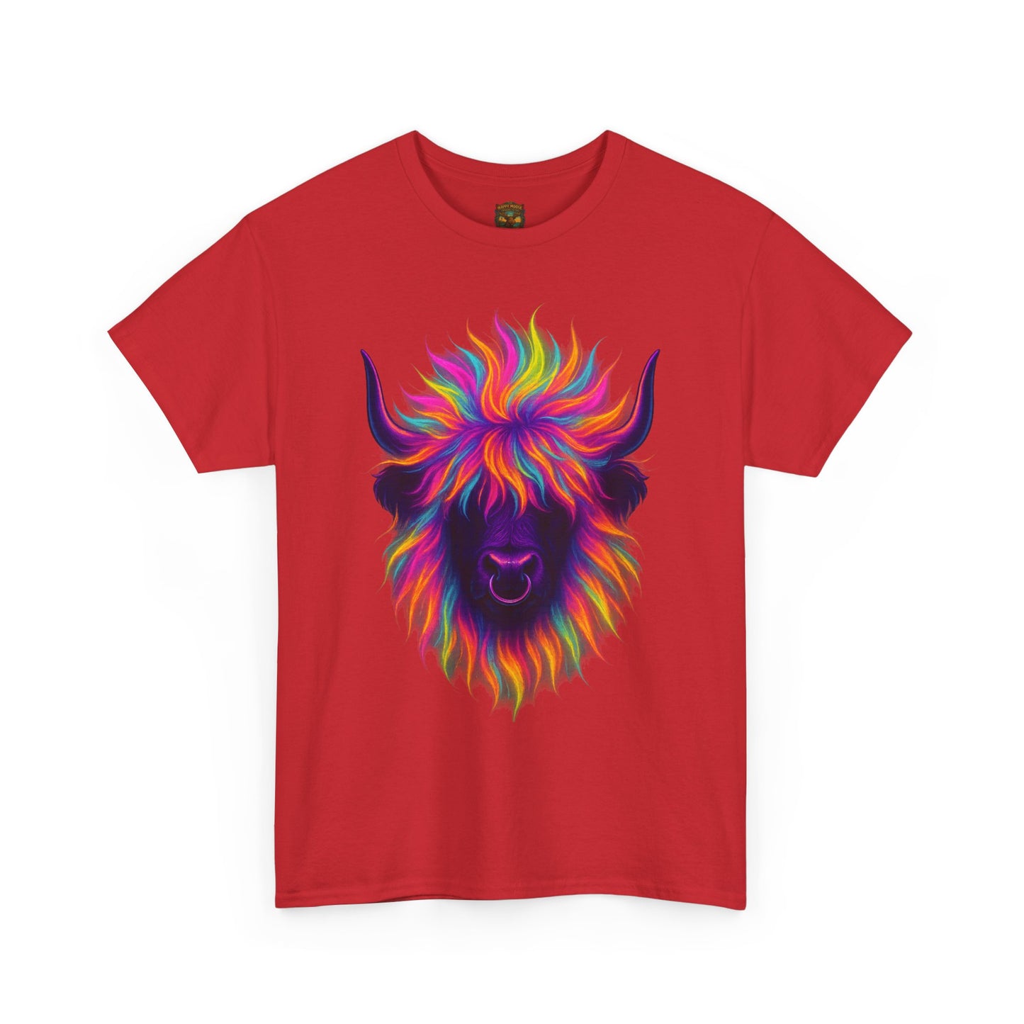 Colorful Highland Cow T-Shirt — Vibrant Rainbow Yak Graphic Tee