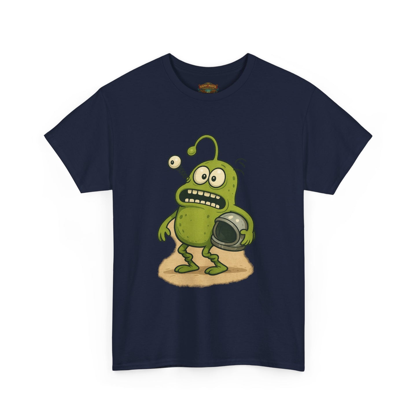 Green Alien Cartoon Tee | Funny Space Monster Illustration