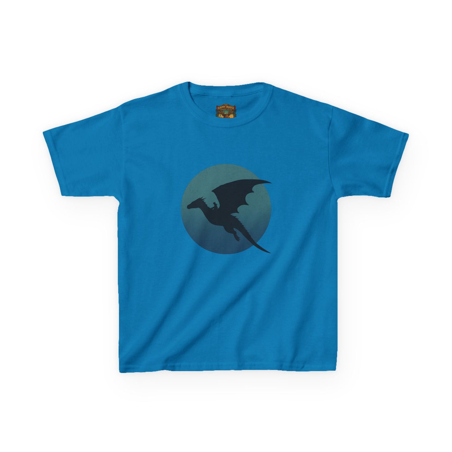 Kids Dragon Silhouette Tee — Fantasy Dragon Circle Graphic Shirt