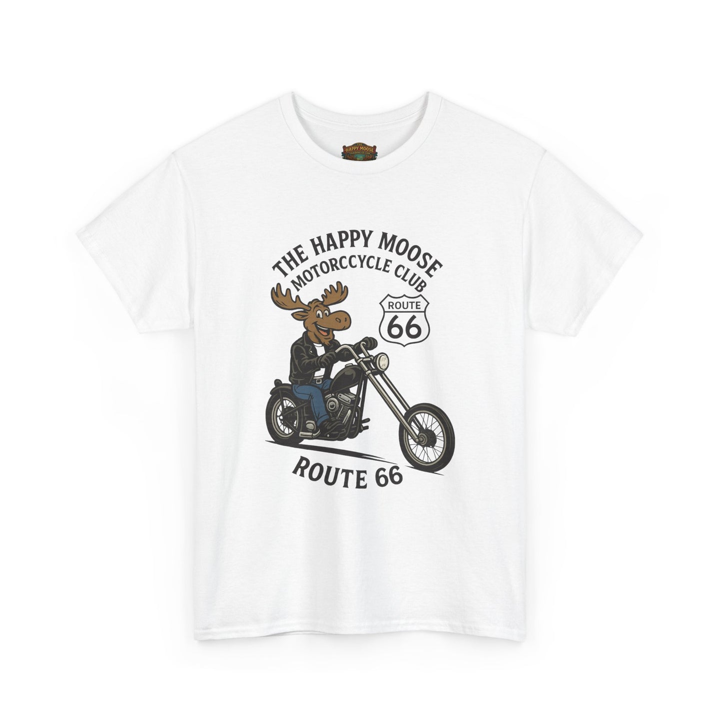 Happy Moose Motorcycle Club Route 66 T-Shirt | Moose Biker Tee