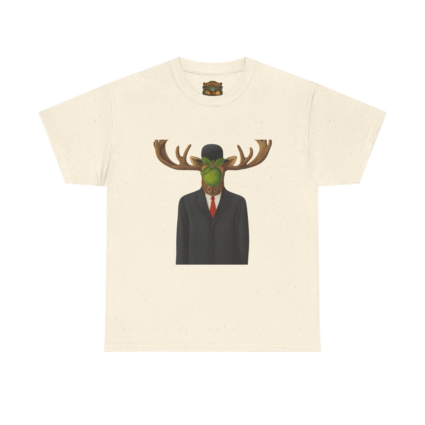 Surreal Moose Head Suit T‑Shirt — 'Man with Antlers' Artistic Graphic Tee