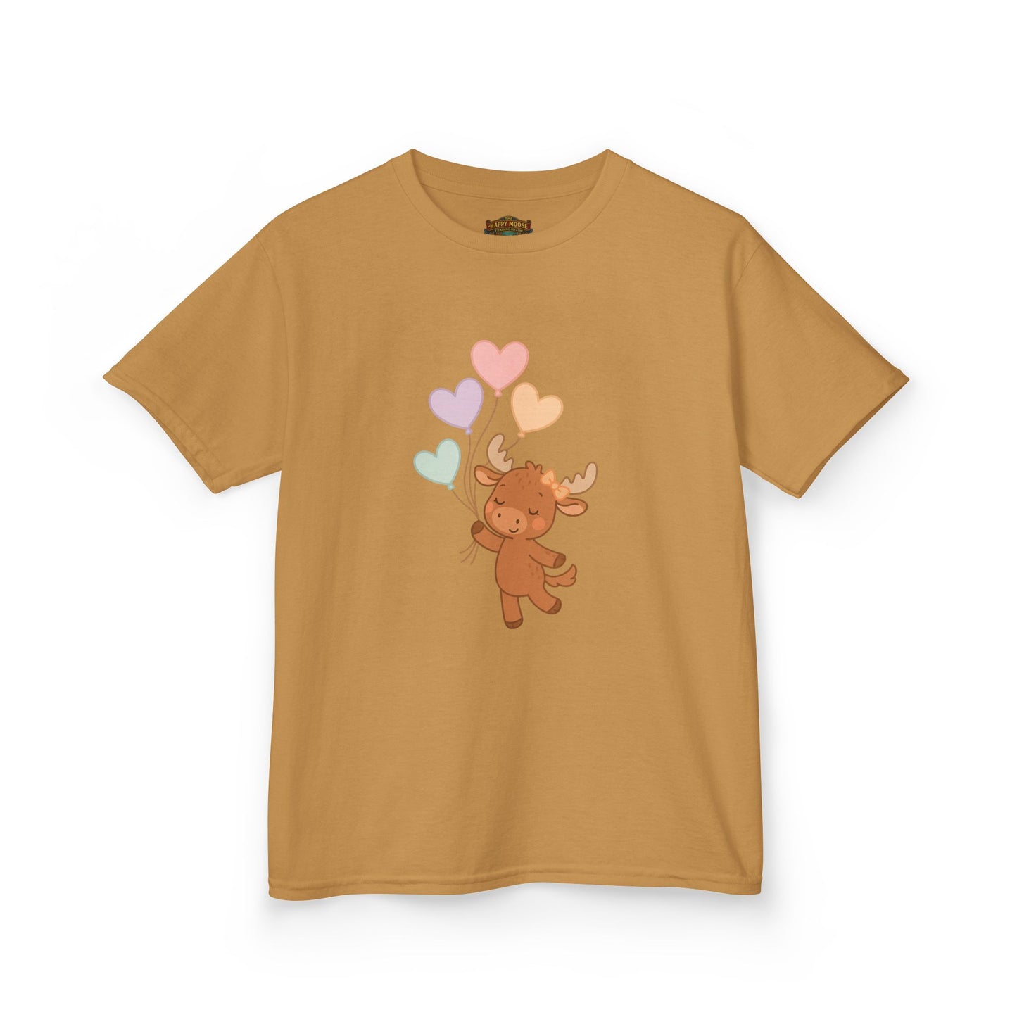 Kids Tee — Cute Moose Holding Heart Balloons | Toddler Gift