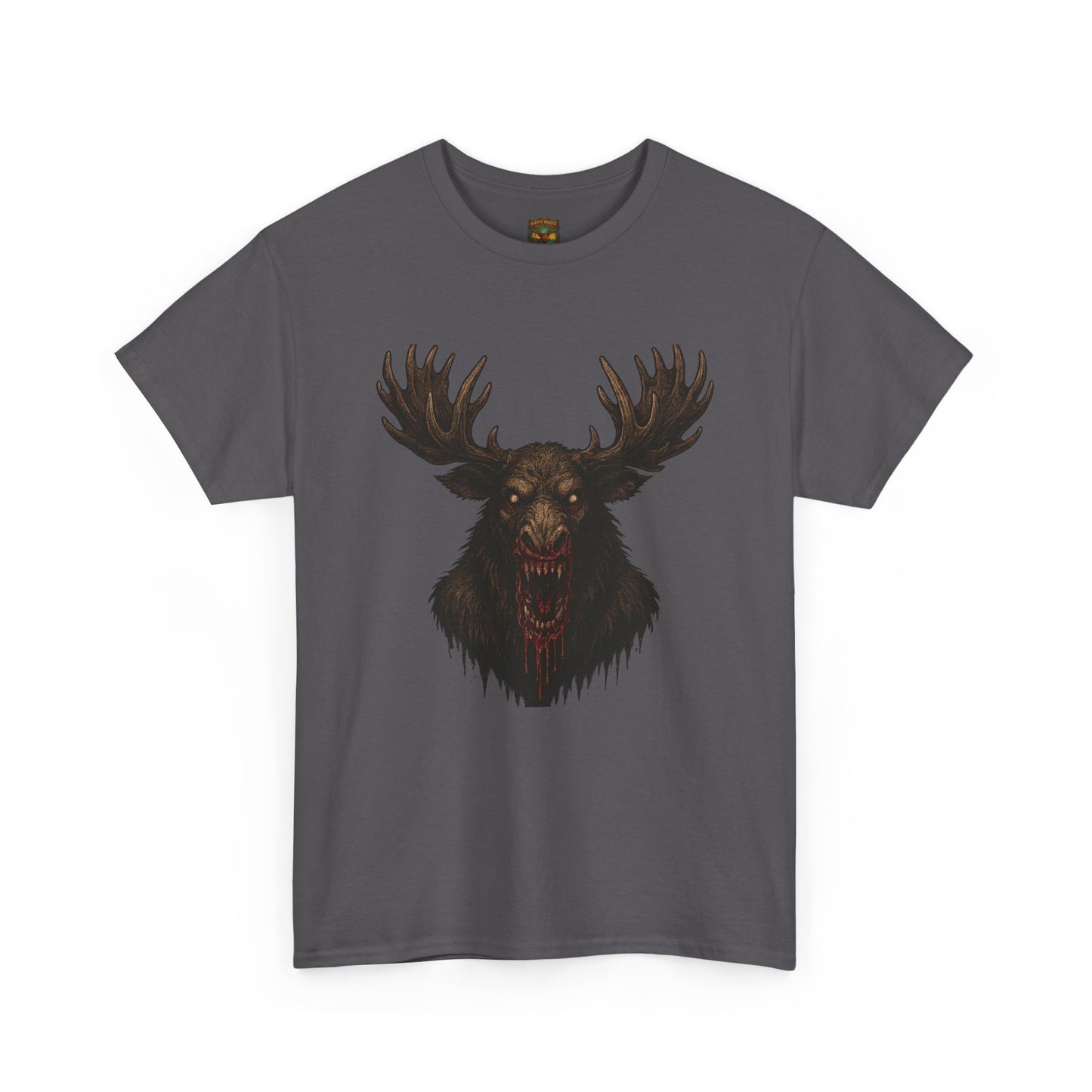 Moose Skull Graphic Tee — Dark Forest Horror Antler Shirt
